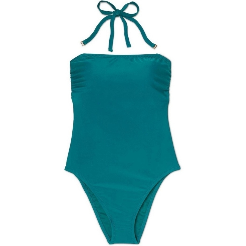 New Shade & Shore Strapless One-Piece Swimsuit - Teal - Small & Medium